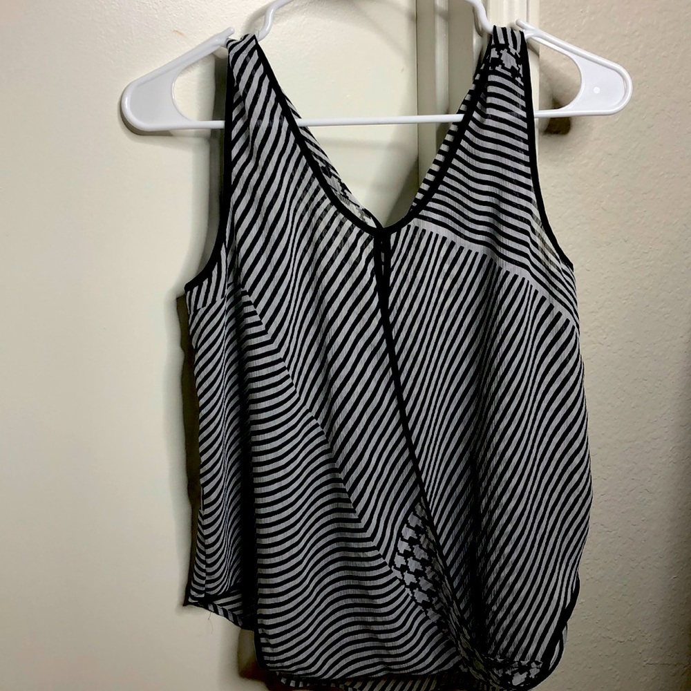 Black and white sleeveless top